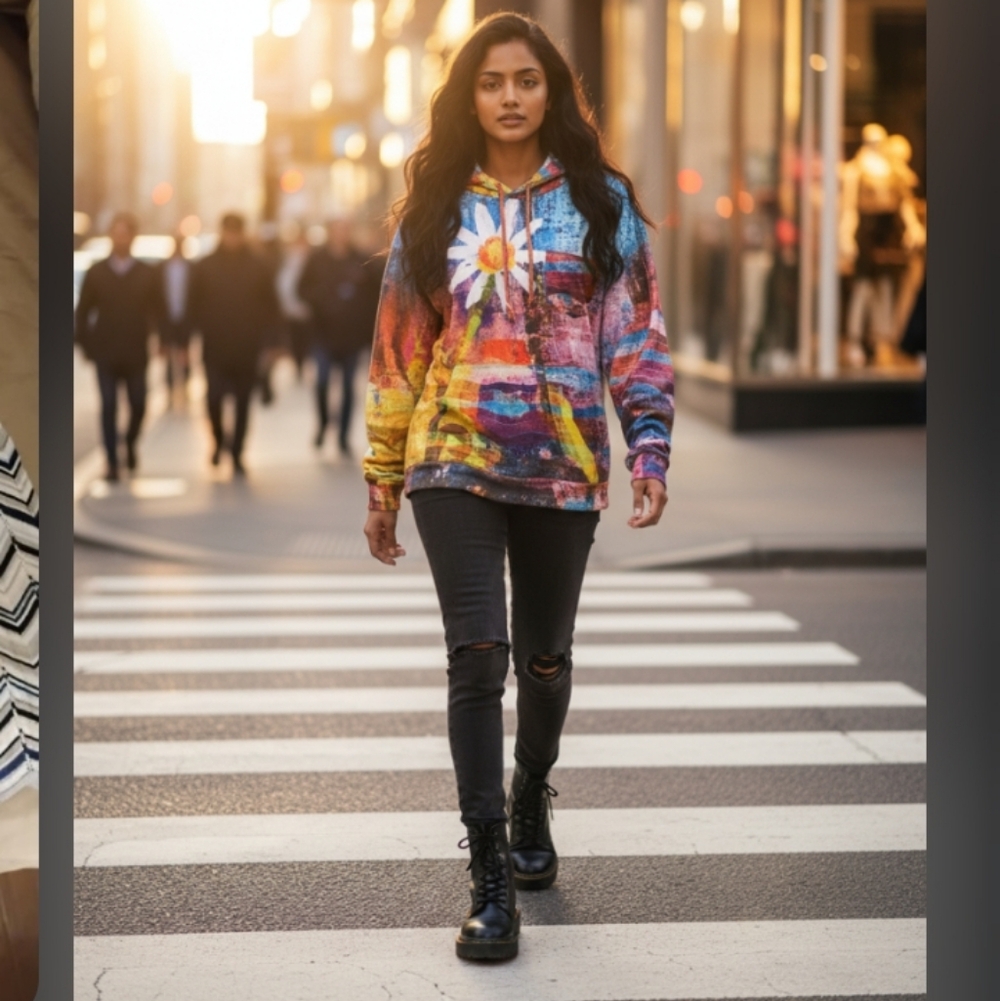 Colorful Hoodie with Daisy Design